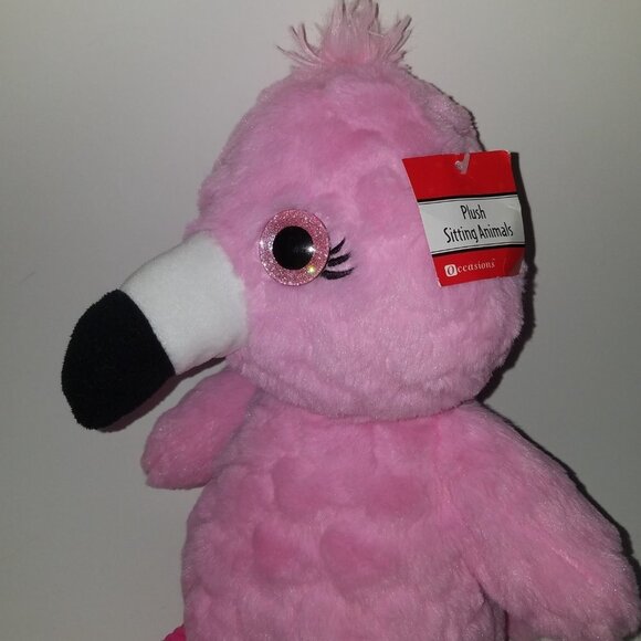 Occasions Pink Flamingo Plush Stuffed Animal Toy Bird Lovey Big Eyes w/Tag - Picture 2 of 9